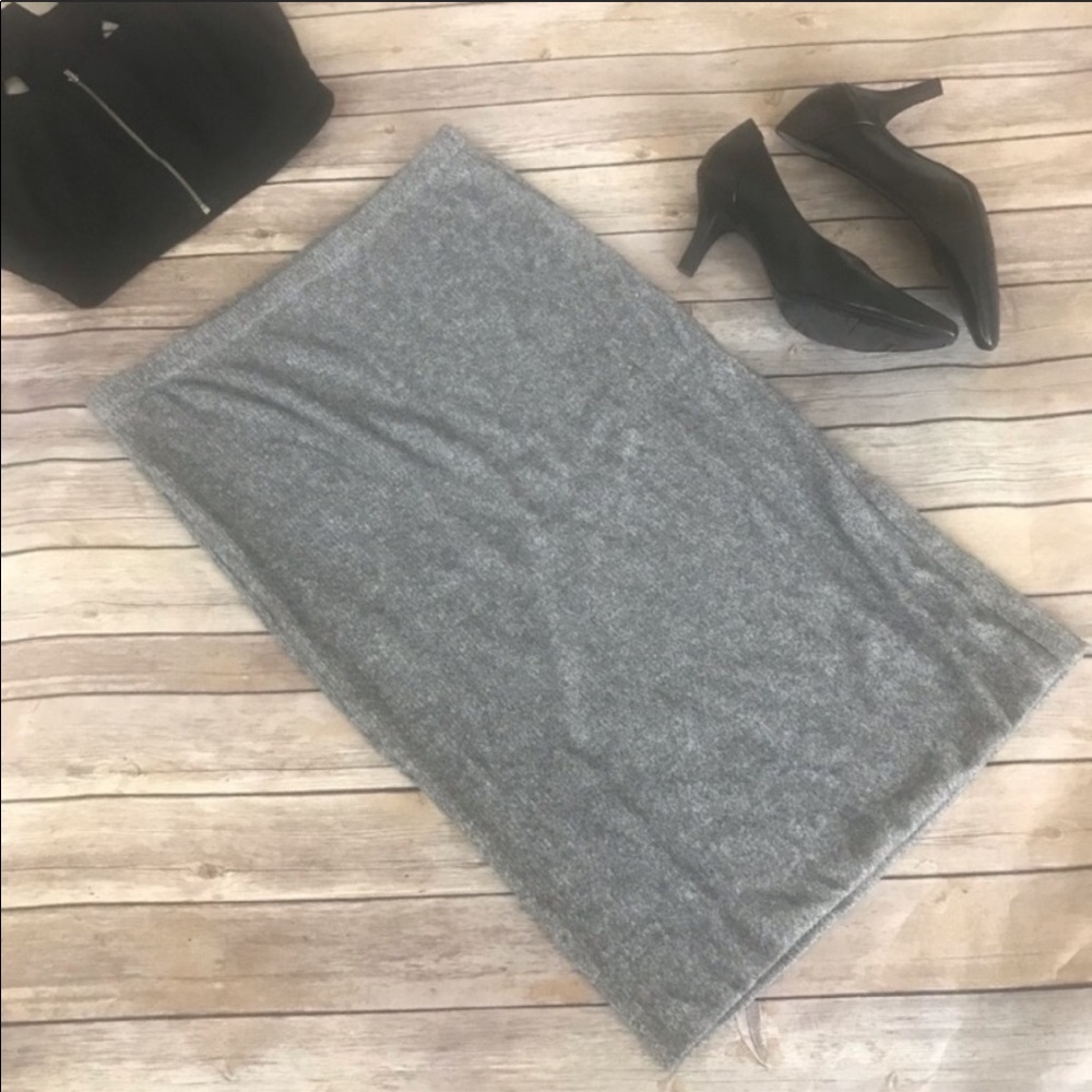 Express Gray Ribbed Knit Midi Skirt